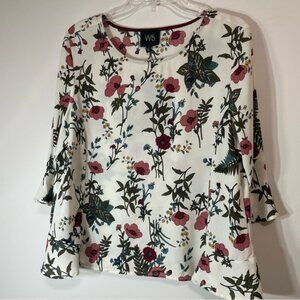 W5 Women's Floral Blouse - Light Ivory, Mauve and‎ Green. ~Size L~ Professional